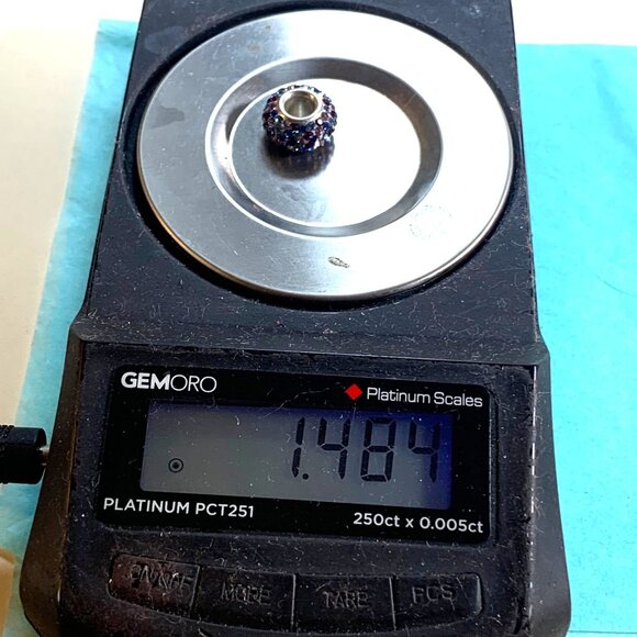 Sterling Silver 955 Slide Charm Multi Color Crystal Rhondel Charm 6.6mm Wide - Picture 7 of 7